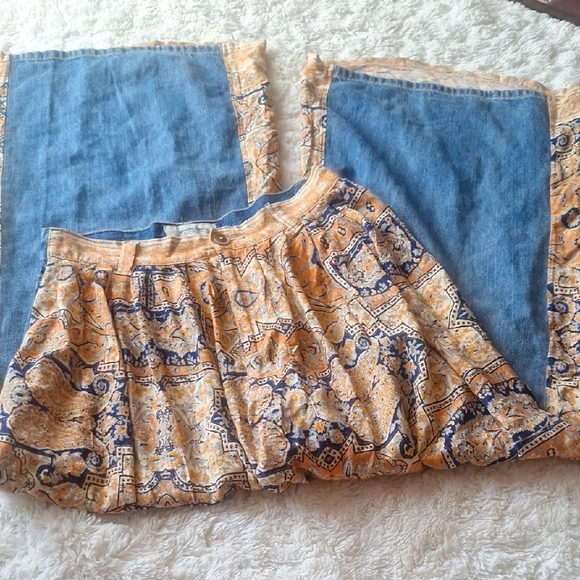 We The Free Denim - We The Free Vintage Paisley Wide Leg with Denim Panels Size 24
